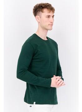KANGOL Men Crew Neck Long Sleeves Plain T-Shirt, Dark Green  - Image 2