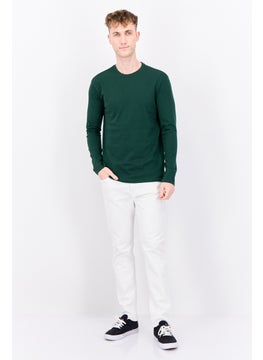 KANGOL Men Crew Neck Long Sleeves Plain T-Shirt, Dark Green  - Image 4