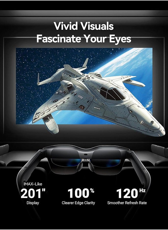 RayNeo - RayNeo Air 2s XR Glasses - Latest AR Smart Glasses with 4 Speakers, 201" Micro OLED with 120 Hz, 5000 nits Brightness, Smart Glasses for iPhone 16/15/15 Pro Max/Android/MacBook/Switch/PS5/-2024 Model. - Image 1