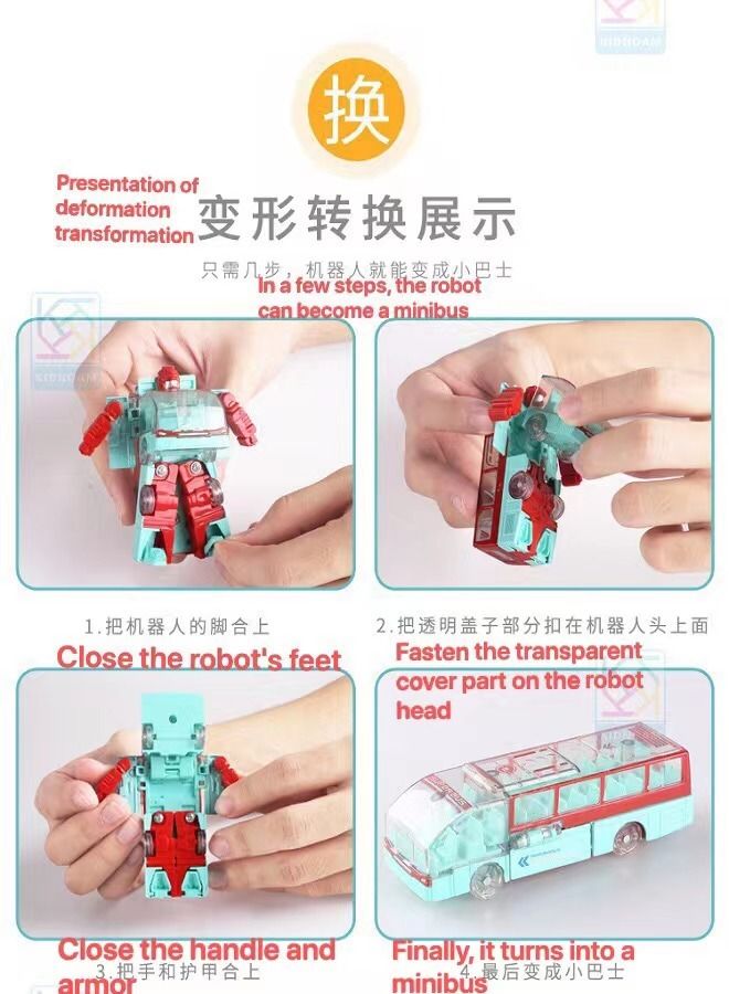 Children's mini alloy deformed bus robot bus human model toy - Image 2