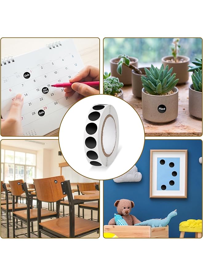 إيروريكس 1000 قطعة من الملصقات الدائرية السوداء مقاس 0.5 بوصة، ملصقات دائرية مقاومة للماء، ملصقات بنقاط سوداء، ملصقات ترميز الألوان للمكتب والمتجر والمنزل والفصول الدراسية - Image 3