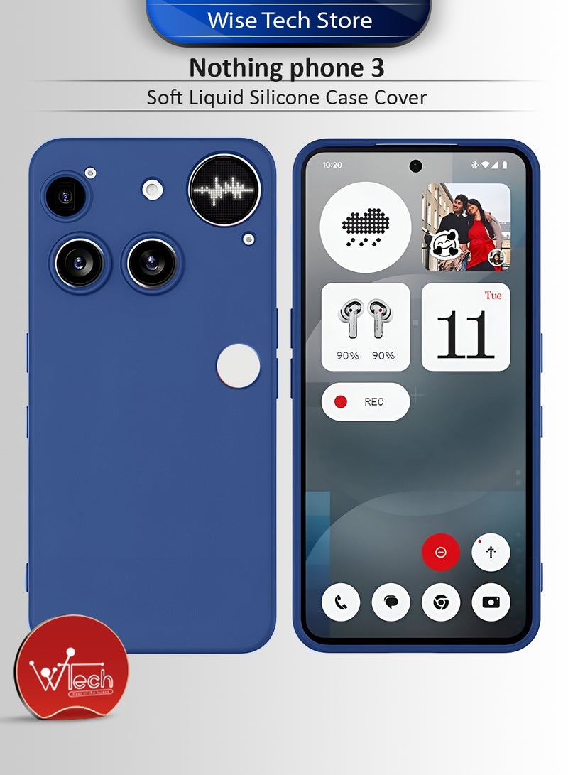 دبليو تيك غطاء هاتف ناثينج (3) 5G 2025 من السيليكون السائل الناعم (MCRPSN) - أزرق كحلي - Image 1