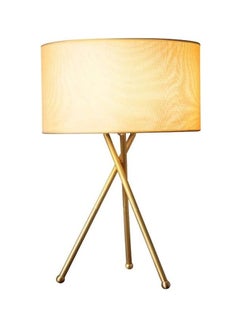 Modern Tripod Table Lamp with Gold Metal Base and Fabric Shade