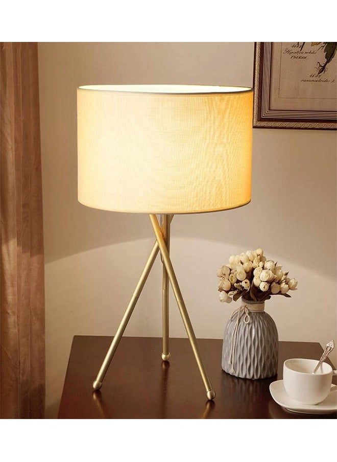 ATM - Modern Tripod Table Lamp with Gold Metal Base and Fabric Shade - Image 1