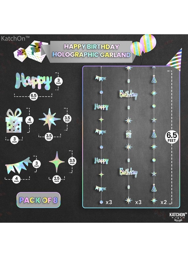 KATCHON كاتش أون، لافتة زينة عيد ميلاد سعيدة متلألئة - 6.5 قدم، عبوة من 8 | زينة فضية معلقة لزينة عيد الميلاد السعيد | زينة حفلات بموضوع ديسكو | لا حاجة لعملها بنفسك - Image 2