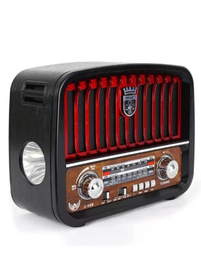 دينكس - راديو محمول HI-FI بثلاث قنوات FM - AM  بلوتوث AUX بطاقة TF قرص فلاش USB ، بطارية قابلة لإعادة الشحن - Image 1