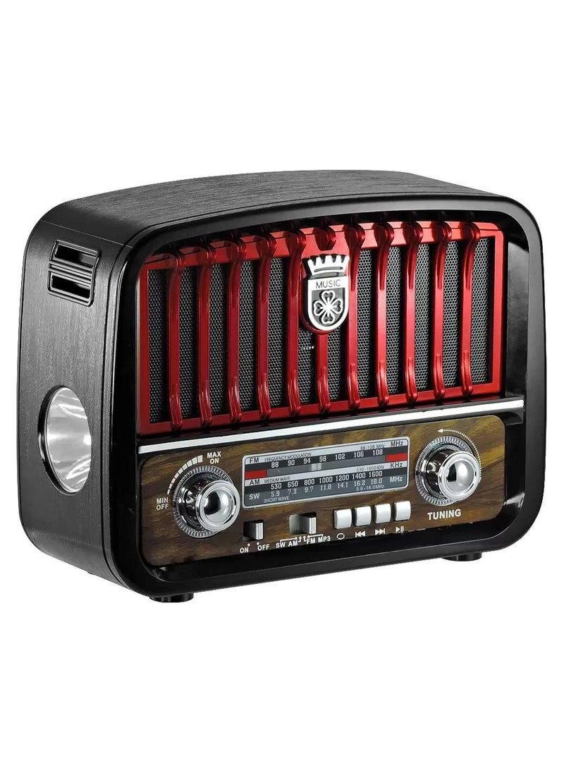 دينكس - راديو محمول HI-FI بثلاث قنوات FM - AM  بلوتوث AUX بطاقة TF قرص فلاش USB ، بطارية قابلة لإعادة الشحن - Image 1