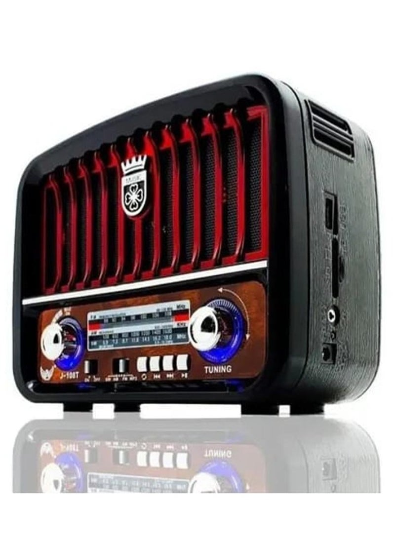 دينكس - راديو محمول HI-FI بثلاث قنوات FM - AM  بلوتوث AUX بطاقة TF قرص فلاش USB ، بطارية قابلة لإعادة الشحن - Image 1