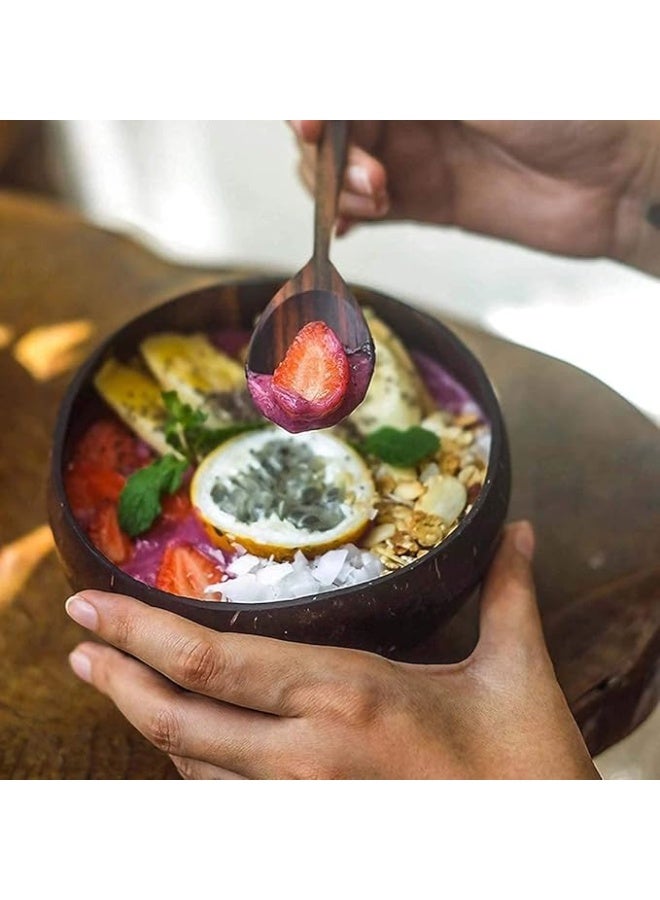 طقم عربست من أطباق وجعابير جوز الهند الطبيعي - أطباق جوز الهند مصنوعة يدويًا للآساي والسموذي والمعكرونة والفواكه - أدوات مطبخ صديقة للبيئة وقابلة للتحلل (طبق واحد + جعبة واحدة) - Image 5