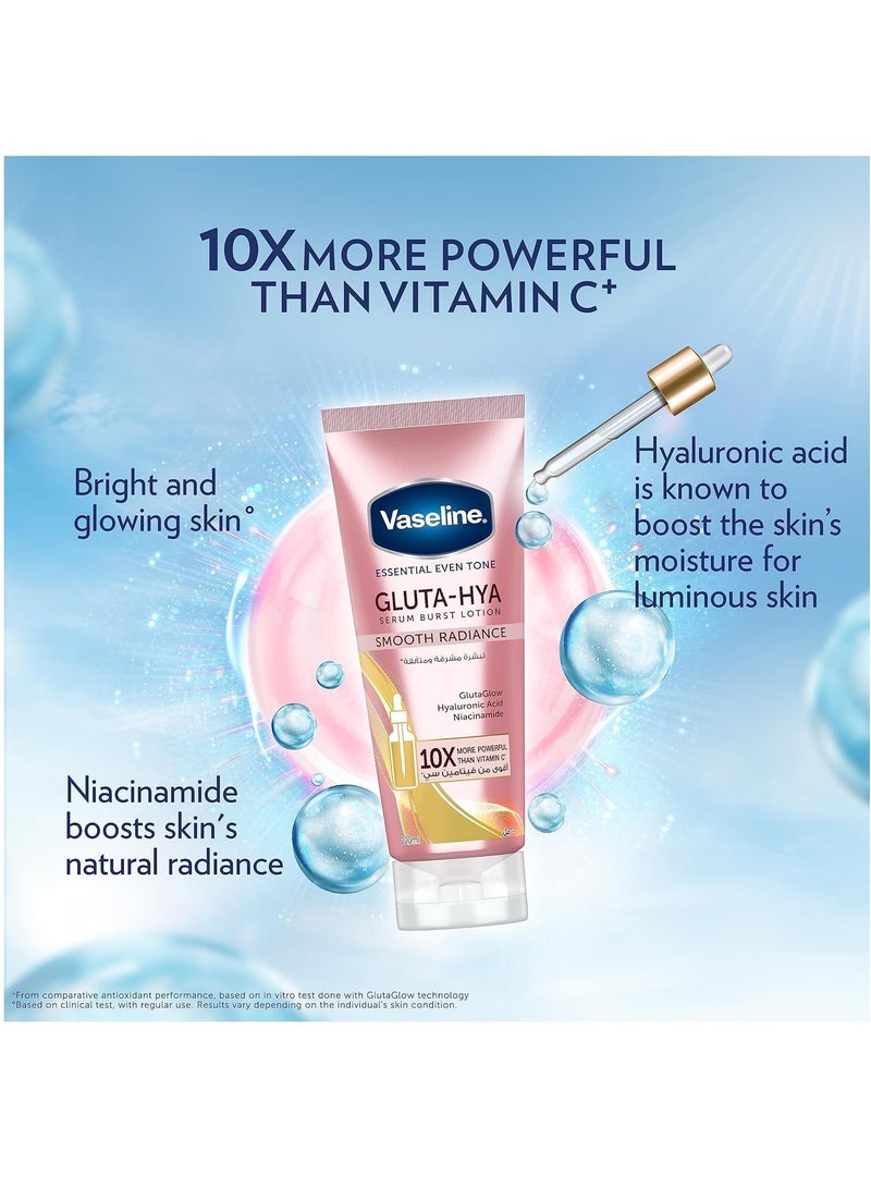 Vaseline Essential Even Tone Body Lotion Smooth Radiance, Gluta-Hya Serum Burst, 10X More Powerful than Vitamin C, Deeply Moisturising, 200ml (Pack of 2) - Image 2
