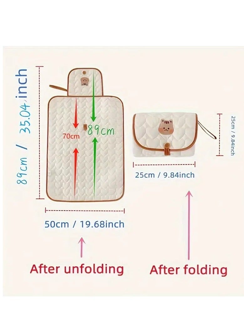 أطفال صغيرة وسادة تغيير الحفاضات المحمولة، وسادة البول ذات الوجهين، سجادة قيلولة قابلة للطي، وسجادة سرير الأطفال مع حبل - مثالية للسفر - Image 3