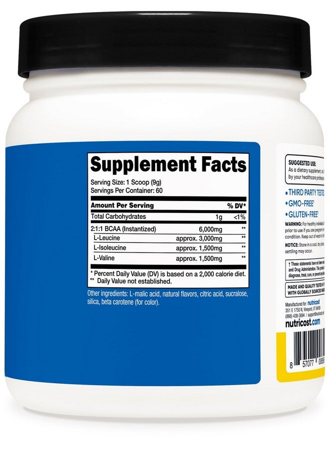 مسحوق Nutricost BCAA (الأناناس، 60 وجبة) - النسبة المثالية 2:1:1 - Image 5
