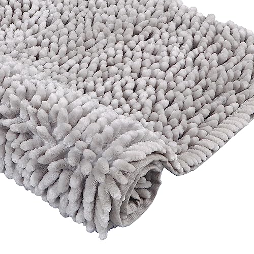 Villedomo Luxury Soft Bath Mat for Bathroom | Anti Skid Bathmat for Home | Dust Resistant | Easy to Clean | Super Absorbent Bathmat Anti Slip | Glaze Silver - 40x60cm - Image 1