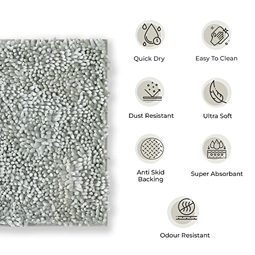 Villedomo Luxury Soft Bath Mat for Bathroom | Anti Skid Bathmat for Home | Dust Resistant | Easy to Clean | Super Absorbent Bathmat Anti Slip | Glaze Silver - 40x60cm - Image 3