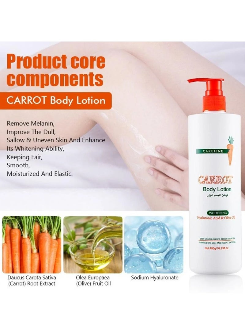 Careline Carrot body lotion for whitening with hyaluronic acid and olive oil 480 G - Image 2