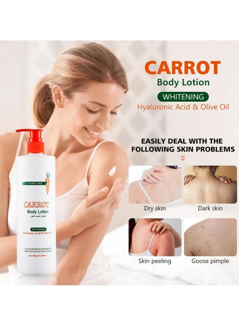 Careline Carrot body lotion for whitening with hyaluronic acid and olive oil 480 G - Image 4