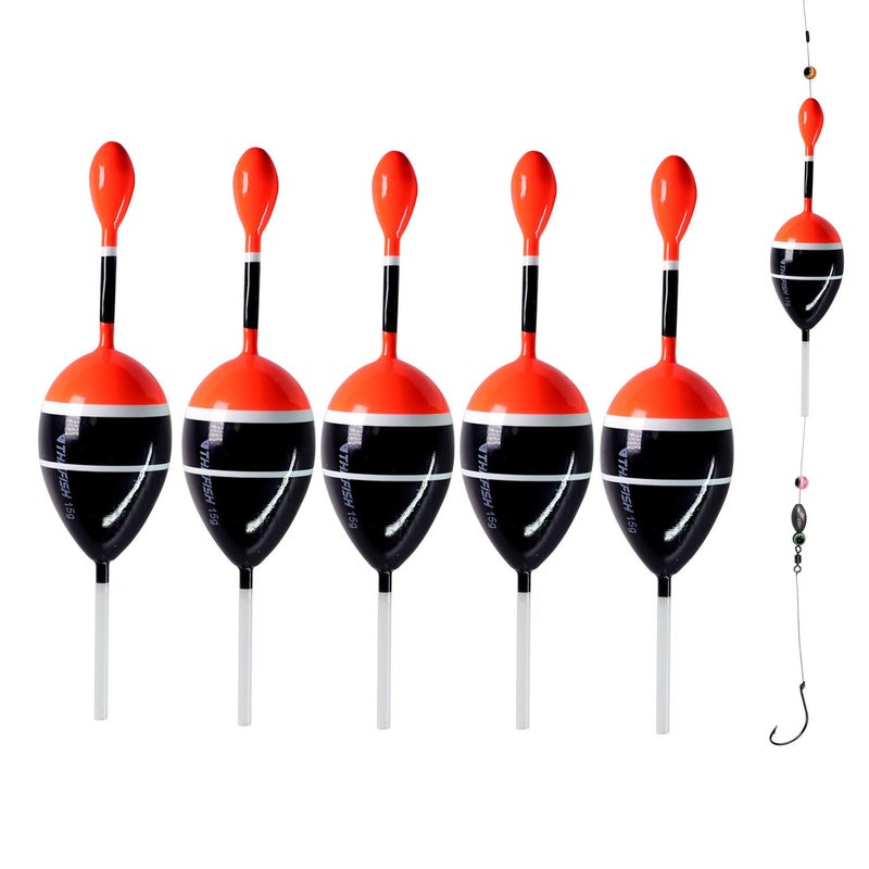 THKFISH Slide Fishing Floats Bobbers Saltwater Freshwater Slip Bobbers for Crappie Panfish Trout Bass Fishing (Black and Red, 1/2 oz 2"x5.28" - 5Pcs) - Image 1