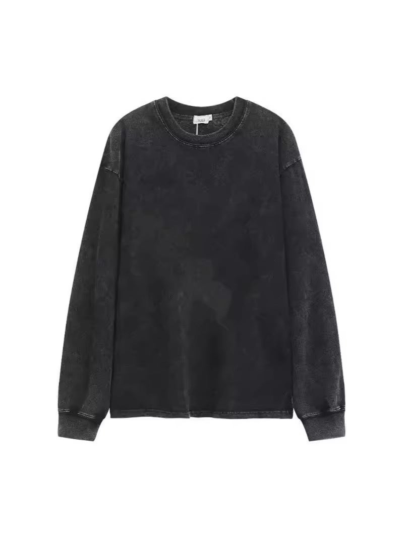 Of 230 Grams Of Pure Cotton Washed Old Collar T-Shirt Men And Women Diy To Map Production - Image 5