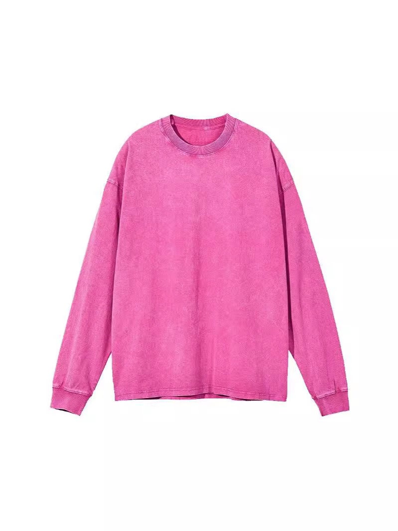 Of 230 Grams Of Pure Cotton Washed Old Collar T-Shirt Men And Women Diy To Map Production - Image 4