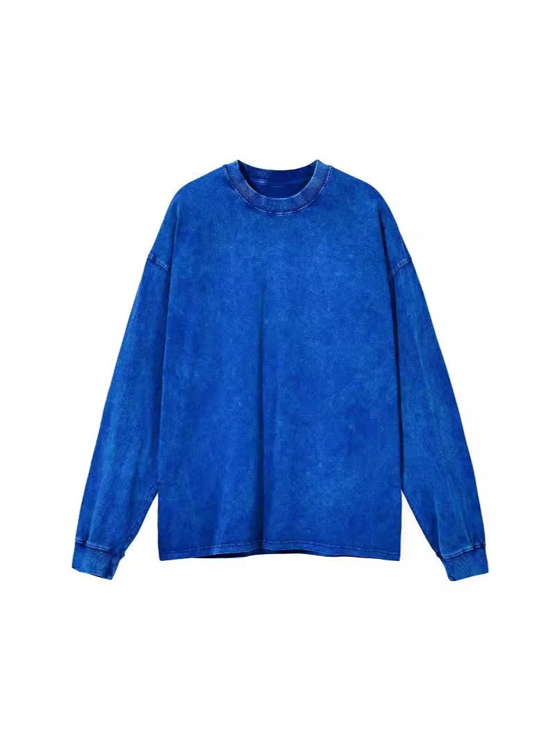 Of 230 Grams Of Pure Cotton Washed Old Collar T-Shirt Men And Women Diy To Map Production - Image 3