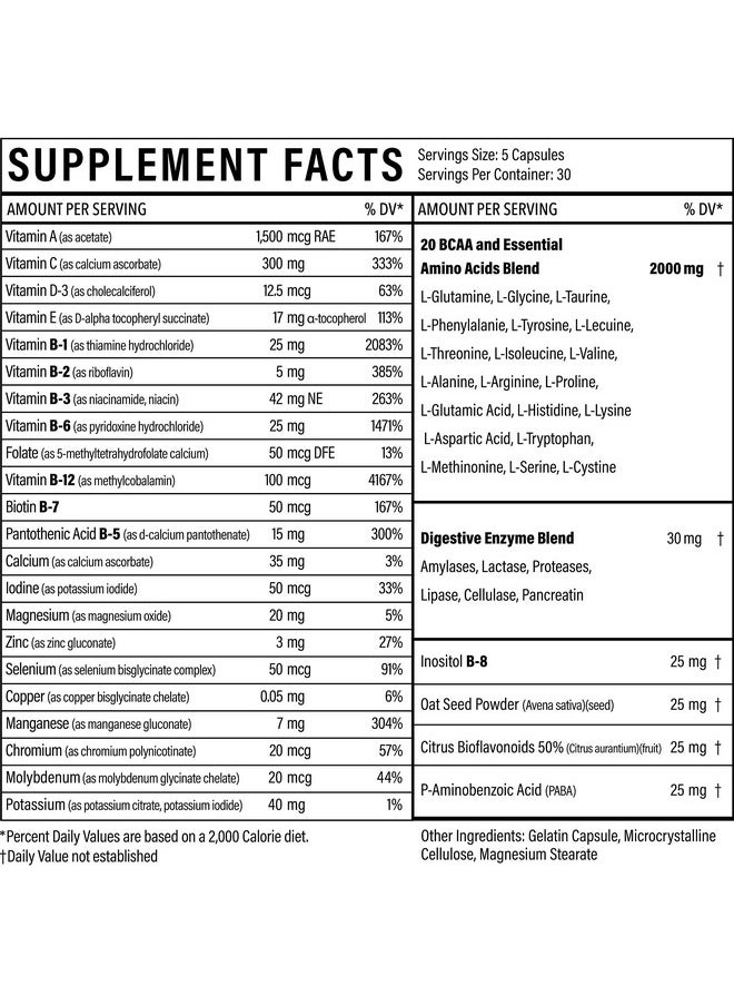 Sport Formula 99 - Sport Formula Daily Keto Superfood Multivitamin Bcaa Amino Acid Powder Capsules For Men And Women. Won Upset Your Stomach: Natural Vitamin B Energy Complex: Anti Aging Immune System Support - Image 1