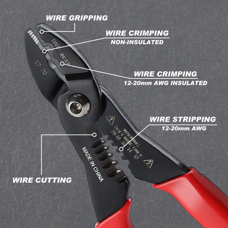 GOLD DEER 4 in 1 Wire Crimper Stripper 7 Inches Compact Wire Stripper Multi Purpose Electricians Pliers Professional Electrical Cable Stripping Crimping Tool 12-20 AWG Wire for Household Industrial - Image 4