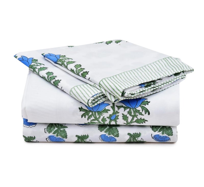 UmI. Brand Umi Jaipuri Bedsheet 400TC Cotton Hand Block Print Bedsheet with 2 Pillow Covers 90X108Inches Rajasthani Handmade Bedsheets Sanganeri Printed - Image 2