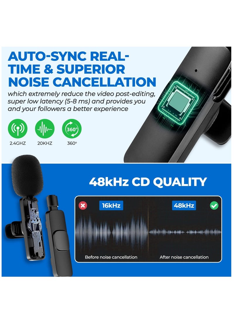 BORTONY Wireless Microphone for USB-C Android Phones Compatible with iPhone 15 Series Wireless Lavalier Microphone for Android USB C Microphone for Video Recording Vlogging TikTok  - Image 3