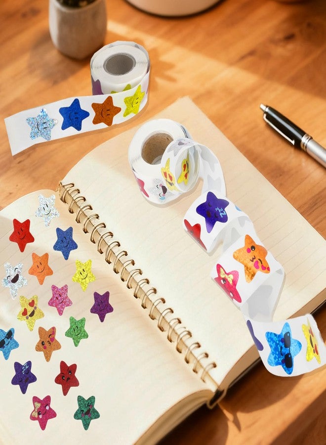 Linsuminn 1000 PCS Star Stickers, Star Smiley Face Stickers, 1 Inch 8 Colors Self Adhesive Glitter Foil Stars Sticker Incentive Reward Sticker for Kids, Behavior Chart, School Student Teacher Office Supplies - Image 4