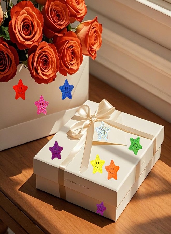 Linsuminn 1000 PCS Star Stickers, Star Smiley Face Stickers, 1 Inch 8 Colors Self Adhesive Glitter Foil Stars Sticker Incentive Reward Sticker for Kids, Behavior Chart, School Student Teacher Office Supplies - Image 5