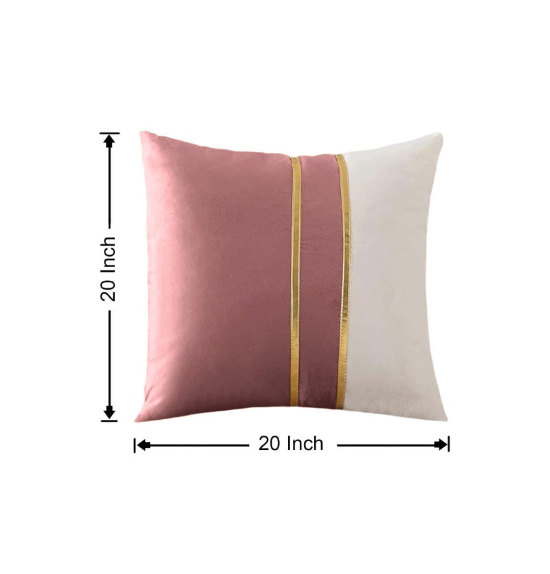 AEROHAVEN™ Set of 2 Premium Velvet with Gold Stripes Decorative Throw Pillow/Cushion Covers with Invisible Zipper - (20 x 20 Inch, Rose Gold) - Image 3