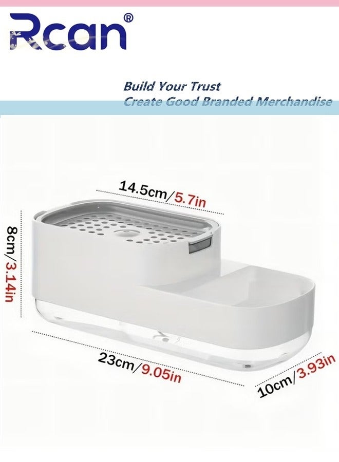 ركان موزع صابون غسيل الأطباق مع حامل إسفنجة موزع صابون غسيل الأطباق مع حامل إسفنجة موزع مضخة صابون غسيل الأطباق 2 في 1 للمطبخ وإكسسوارات الحمام - Image 3