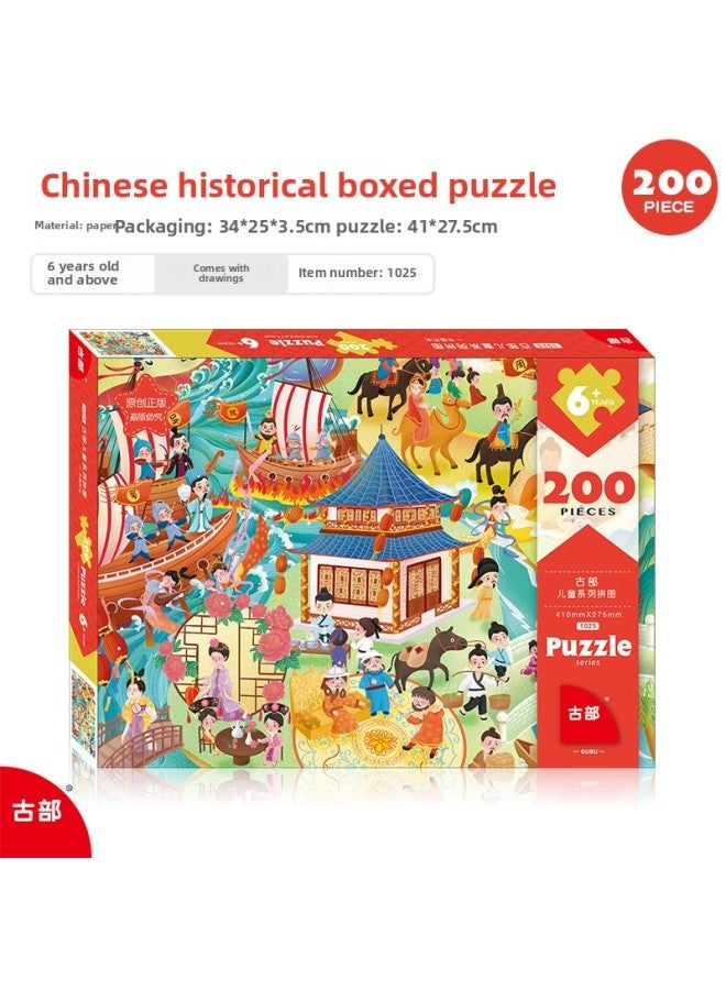 Ancient Original Folklore Eight Immortals Crossing The Sea Q Edition Cartoon Panda 200 Piece Puzzle Children's Intelligence Toy-Color:Chinese History 200 Film 1025 - Image 1