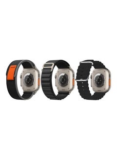 NIBEMINENT 3Pack for Apple Watch Band 49mm 45mm 44mm 42mm Alpine Loop Band, Trail Ocean Compatible with Ultra/8/7/SE/6/5/4/3/2/1 Black  - Image 1