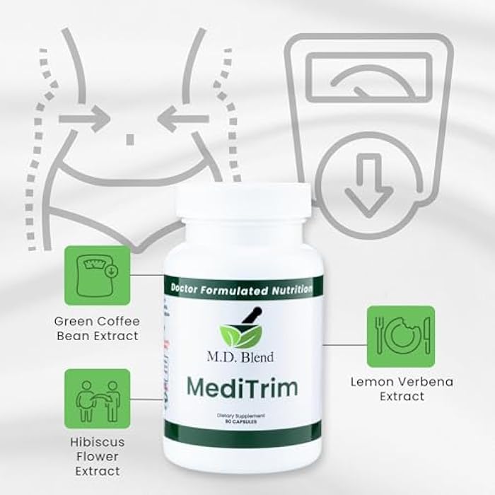 M.D. Blend M.D. MediTrim - Expert Formulated Supplement Energy, Satiety, & Physique Goals - Smooth System Balance - Green Coffee Bean, Green Tea, Apple Cider Vinegar, Hibiscus - 90 Capsules - Image 4