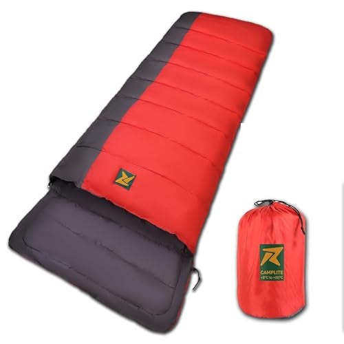 Rocksport Camplite +8°C to +20°C Rectangular Shape Sleeping Bag for Camping, Hiking, Indoor & Outdoor,Warm Sleep Bag (Red/Grey STR) - Image 1