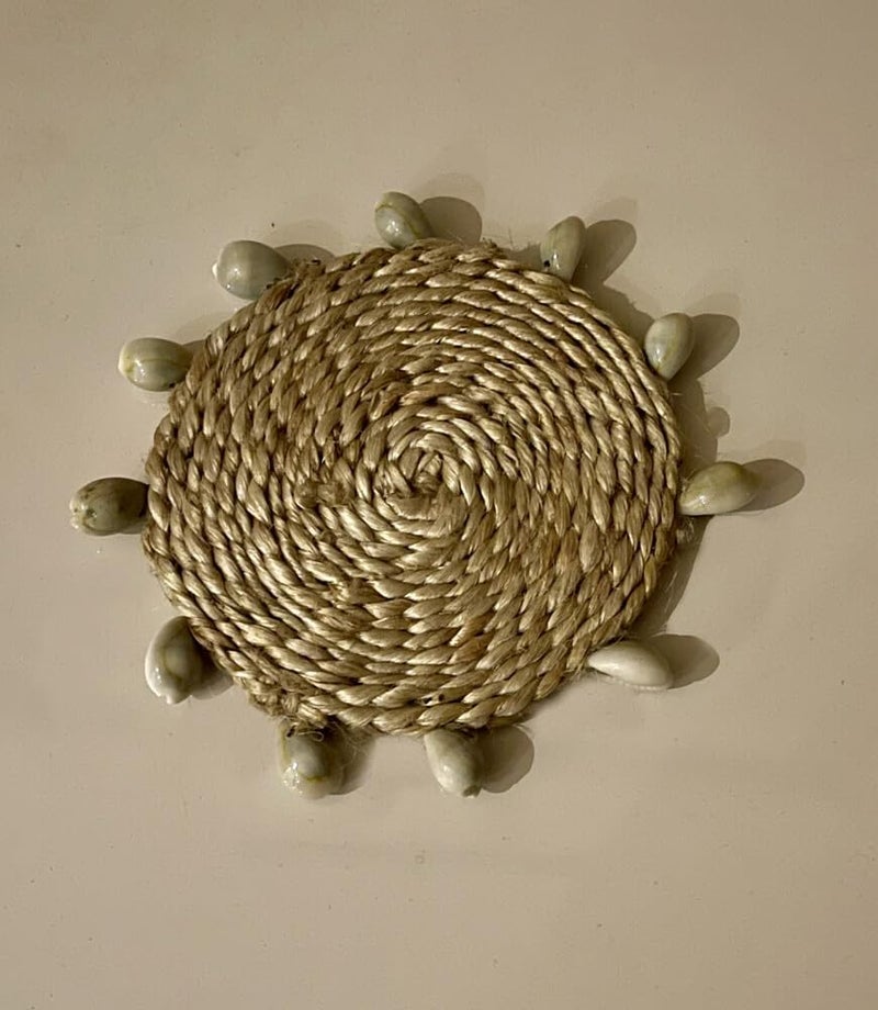 MaatirDesigns Hand Crafted Jute Round Coasters with Shells Set of 4 - Image 3
