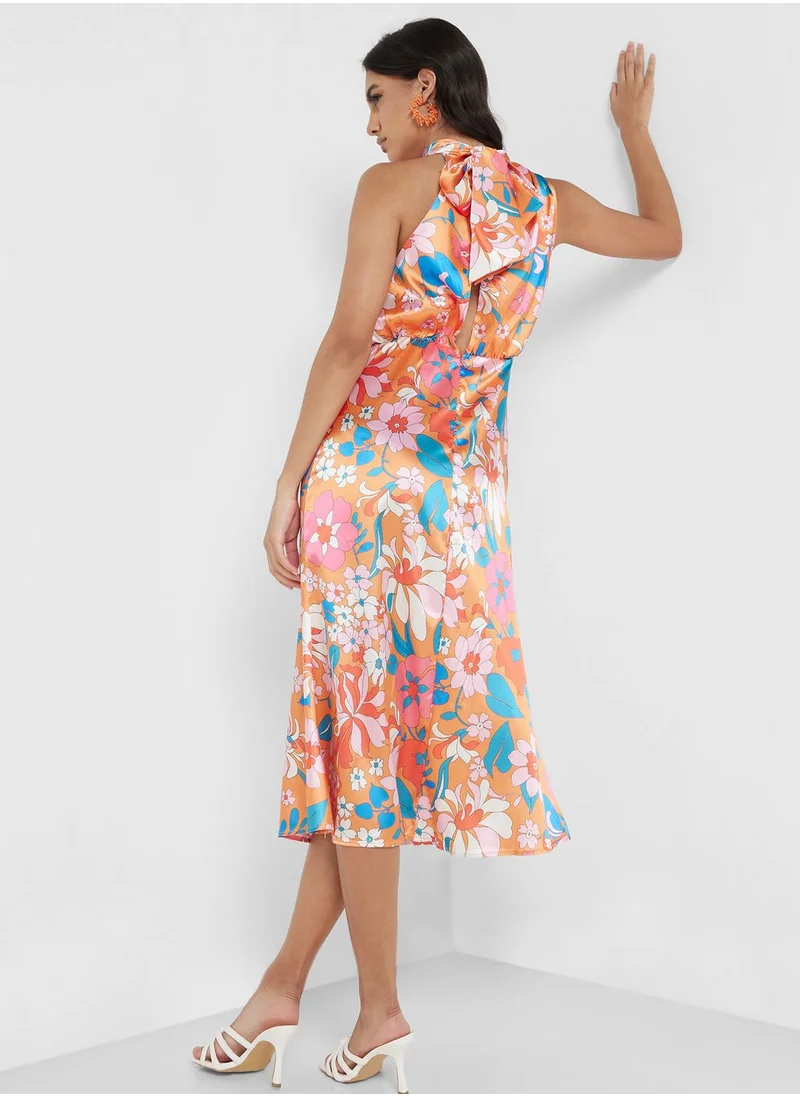 ELLA Halter Neck Printed Dress