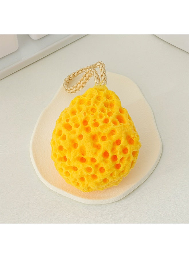 Honeycomb Bath Sponge Soft Exfoliating Shower Balls for Adults with Strap Gentle Cleansing Bath Sponges in Yellow  for Skin Moisturizing and Cell Renewal - Image 2