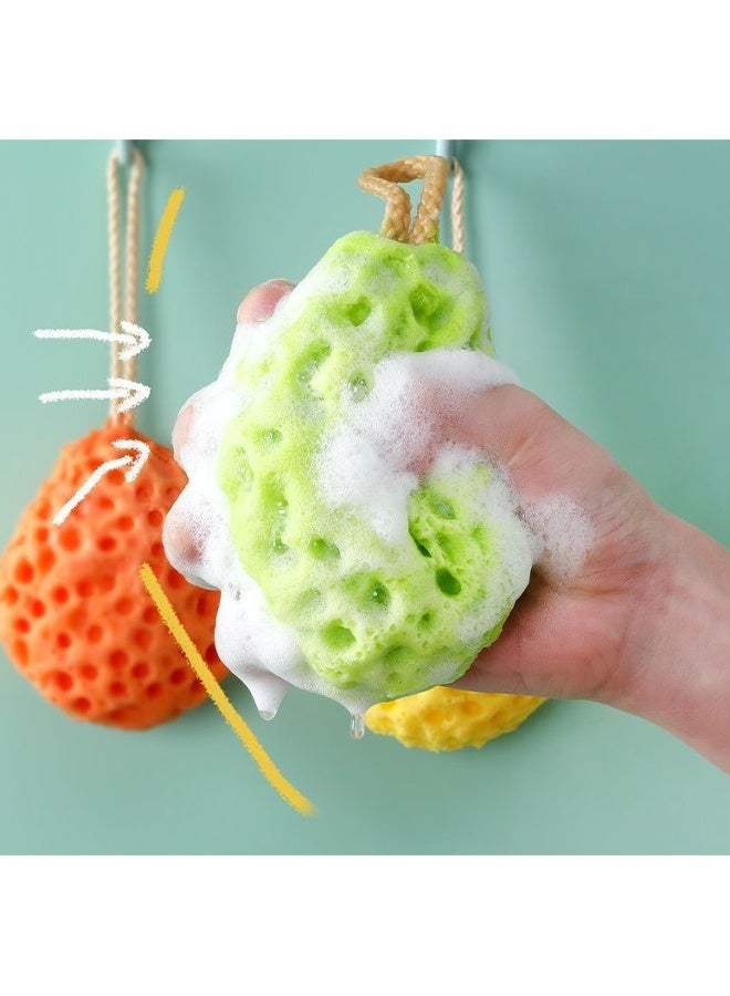 Honeycomb Bath Sponge Soft Exfoliating Shower Balls for Adults with Strap Gentle Cleansing Bath Sponges in Yellow  for Skin Moisturizing and Cell Renewal - Image 5
