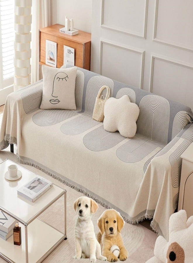 Bukela Double Sided Chenille Sofa Cover, 180*130cm Stylish Sofa Cover, Chenille Furniture Sofa Cover Towel, Four Seasons Chenille Sofa Cover Available Both Sides（Blue） - Image 1