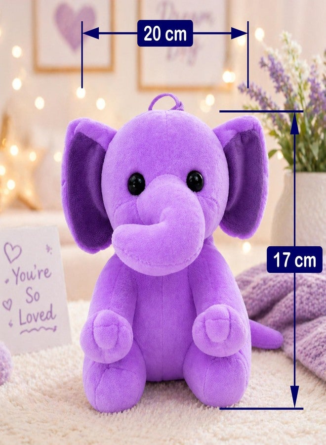 Aruvia Baby Elephant Soft Toy Plush (20 cm) Purple | Cute Sitting Stuffed Elephant Toy | Super Soft Cuddle Plush for Kids & Babies | Gift for Boys Girls | Nursery Décor - Image 3