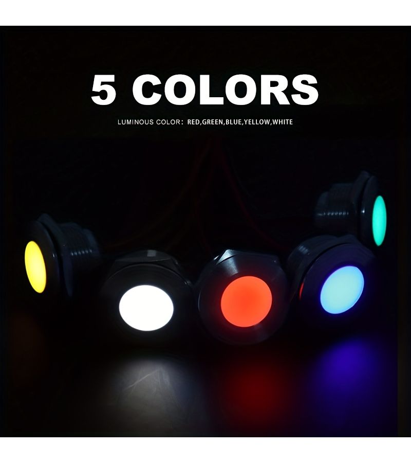 30mm LED Metal Indicator Light Panel Mount Flat Head Wire Red Yellow Green Blue White Warning Indicator Light 2pcs Green 12 24V Suitable For Various Devices DIY Product - Image 2