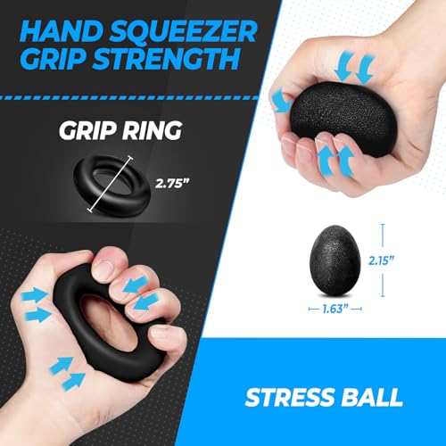roygra Grip Strength Trainer (5 Pack), Forearm Strengthener Exerciser, Hand Strengthening Devices, Finger Strengthener, Workout Exercise Fitness Equipment, Baseball Climbing Calisthenics Basketball - Image 3