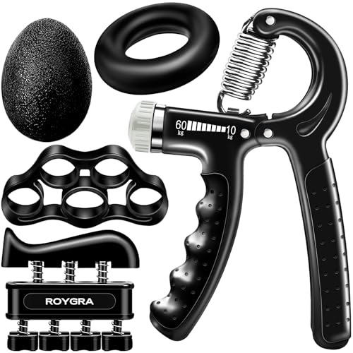 roygra Grip Strength Trainer (5 Pack), Forearm Strengthener Exerciser, Hand Strengthening Devices, Finger Strengthener, Workout Exercise Fitness Equipment, Baseball Climbing Calisthenics Basketball - Image 1