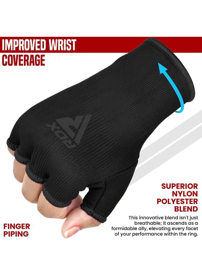 Rdx Boxing Hand Wraps Inner Gloves for Punching - Half Finger Elasticated Bandages under Mitts Fist Protection - Great for MMA, Muay Thai, Kickboxing, Martial Arts Training, Combat Sports - Image 2