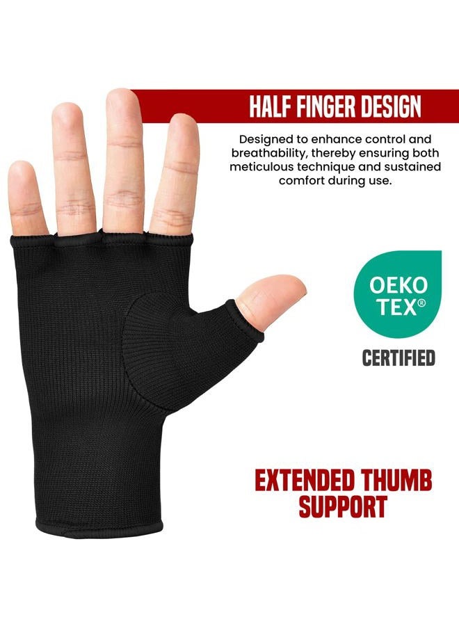 Rdx Boxing Hand Wraps Inner Gloves for Punching - Half Finger Elasticated Bandages under Mitts Fist Protection - Great for MMA, Muay Thai, Kickboxing, Martial Arts Training, Combat Sports - Image 5