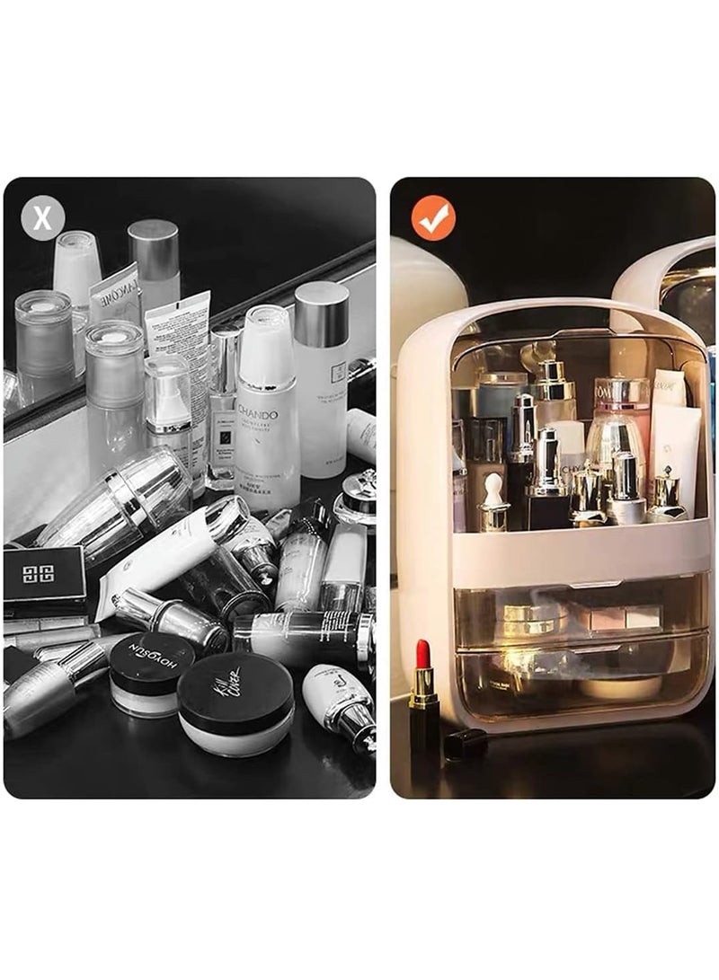 MONOGUE Make up Organizer Box Dust Water Proof Cosmetic Storage Box Holder with Dust Free Cover Portable Handle Keep Your Makeup Neat and Stylish - Image 3