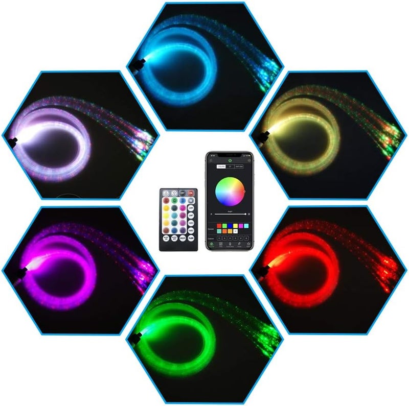 Amki 6W RGBW Fiber Optic Curtain Light Kit, Bluetooth Waterfall Curtain Light for Window Kid Children Sensory Room Home Decoration with Flash Point Fiber Optic Cables 200strands 0.03in/0.75mm 6.5ft/2m - Image 2