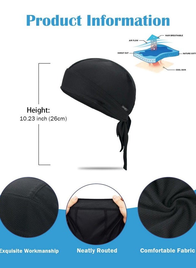 JHYWELL Sweat Wicking Doo Rag Cooling Dew Rag Helmet Liner Hat Large Motorcycle Head Wrap Bandana Skull Caps for Men and Women, Black 4 Pack, XX-Small-3X-Large - Image 5